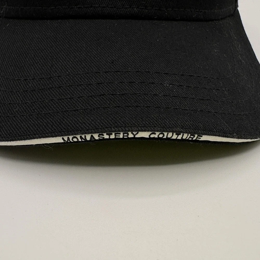 Monastery Couture Hat Logo Strap Back One Size Black Adjustable Baseball Cap Men